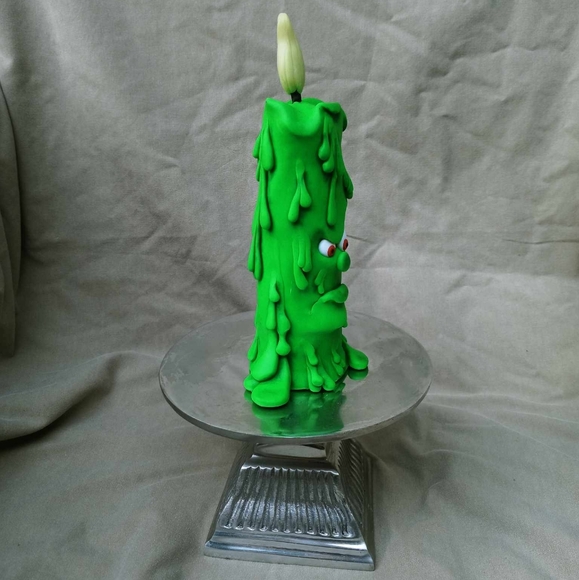 💚🐸 Melting 🕯🎃 Candle Face 🕷 Neon Green - Picture 4 of 11